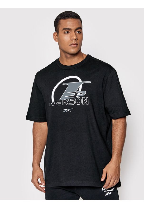 Reebok T-Shirt HB1192 Czarny Relaxed Fit. Kolor: czarny. Materiał: bawełna