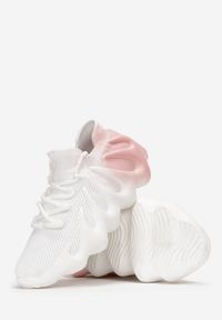 Renee - Biało-Różowe Sneakersy Phelladina. Nosek buta: okrągły. Zapięcie: sznurówki. Kolor: biały. Materiał: jeans. Szerokość cholewki: normalna. Wzór: aplikacja #2