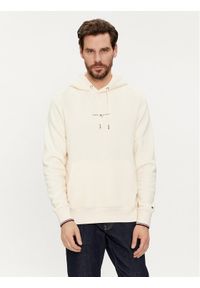 TOMMY HILFIGER - Tommy Hilfiger Bluza Logo MW0MW32673 Beżowy Regular Fit. Kolor: beżowy. Materiał: syntetyk, bawełna