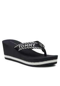 TOMMY HILFIGER - Tommy Hilfiger Japonki Webbing H Wedge Sandal FW0FW07149 Granatowy. Kolor: niebieski. Materiał: materiał #6