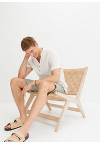 bonprix - Bermudy z gumką w talii, z przewiewnego materiału z lnem, regular fit. Kolor: zielony. Materiał: len, materiał #3