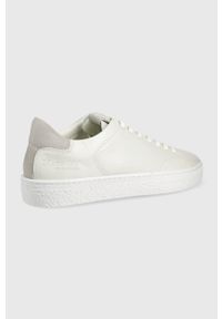 Marc O'Polo buty skórzane kolor biały. Nosek buta: okrągły. Zapięcie: sznurówki. Kolor: biały. Materiał: skóra. Obcas: na obcasie. Wysokość obcasa: niski