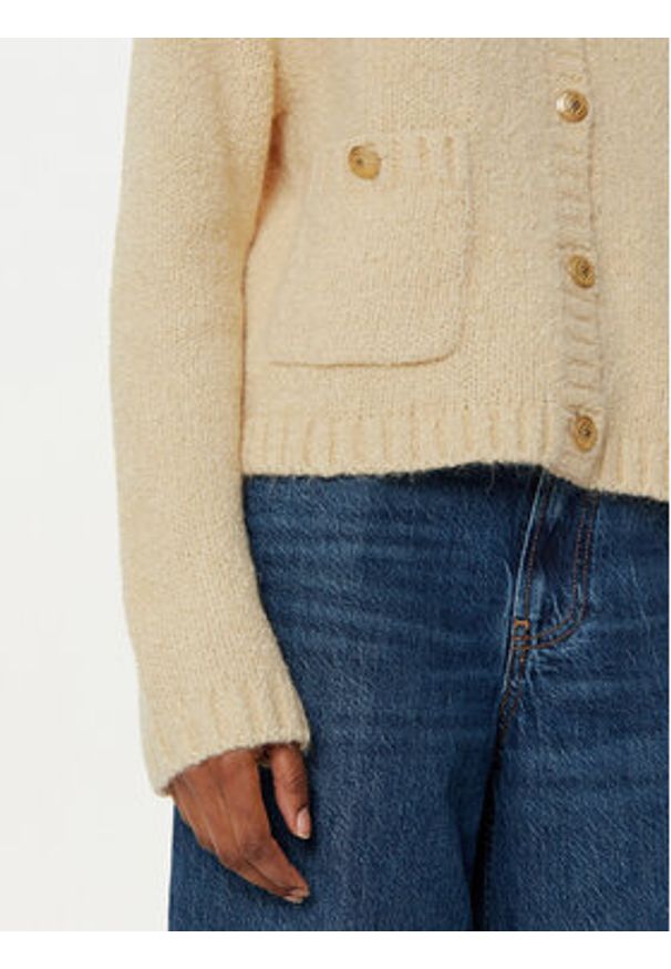 TOMMY HILFIGER - Tommy Hilfiger Kardigan WW0WW44473 Beżowy Regular Fit. Kolor: beżowy. Materiał: bawełna, syntetyk