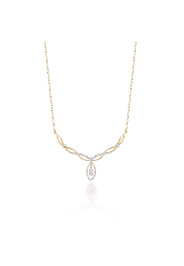 W.KRUK Piękny Naszyjnik - złoto 585, Diament 0,17ct - ZFX/NB+06BK. Materiał: złote. Kolor: złoty. Wzór: aplikacja. Kamień szlachetny: diament