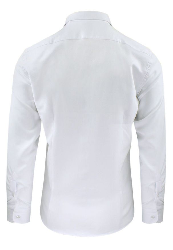Koszula Wizytowa Męska - Prosty Krój - Victorio - Biała, Elegancka. Okazja: na co dzień. Kolor: biały. Materiał: bawełna, poliester, elastan. Długość rękawa: długi rękaw. Długość: długie. Styl: wizytowy, elegancki