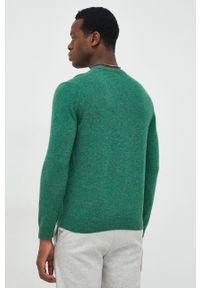 United Colors of Benetton sweter wełniany męski kolor zielony lekki. Kolor: zielony. Materiał: wełna. Długość rękawa: długi rękaw. Długość: długie #3