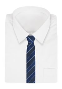 Męski Krawat - Angelo di Monti - Prążek w Granat i Niebieski. Kolor: niebieski. Materiał: tkanina. Wzór: prążki. Styl: wizytowy, elegancki #2
