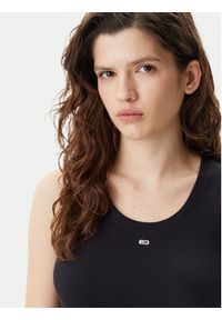 Tommy Jeans Top Essential DW0DW20673 Czarny Slim Fit. Kolor: czarny. Materiał: bawełna