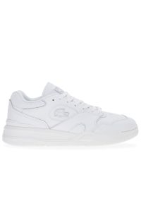 Buty Lacoste Lineshot 224 2 SMA 748SMA0025-21G - białe. Okazja: na co dzień. Zapięcie: sznurówki. Kolor: biały. Materiał: guma, skóra. Szerokość cholewki: normalna. Wzór: aplikacja. Obcas: na platformie #1