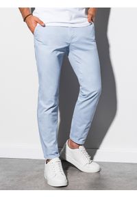 Ombre Clothing - Spodnie męskie chino - błękitne P894 - S. Kolor: niebieski. Materiał: bawełna, elastan #3