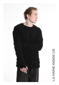 La Haine Inside Us Sweter | 3M M1156 | Mężczyzna | Czarny. Okazja: na co dzień. Kolor: czarny. Materiał: akryl, elastan, poliester. Styl: casual #5