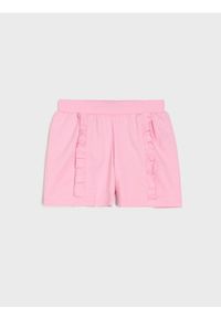 Sinsay - Bawełniane szorty z ozdobną falbanką - różowy. Kolor: różowy. Materiał: bawełna #1