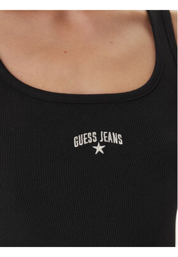 Guess Jeans Top W6GPZ2 KA0H1 Czarny Slim Fit. Kolor: czarny. Materiał: bawełna