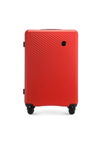 Wittchen - Duża walizka z ABS-u w ukośne paski czerwona. Kolor: czerwony. Materiał: poliester. Wzór: paski #1