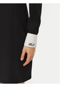 Karl Lagerfeld - KARL LAGERFELD Sukienka codzienna A1W13032 Czarny Slim Fit. Okazja: na co dzień. Typ kołnierza: dekolt w karo. Kolor: czarny. Materiał: syntetyk. Typ sukienki: proste. Styl: casual