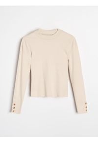 Sinsay - Bawełniana bluzka z ozdobnymi guzikami - kremowy. Kolor: kremowy. Materiał: bawełna #1