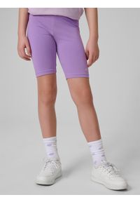 4f - 4F Legginsy kolarki dzianinowe dziewczęce - fioletowe 164 (13-14 lat). Okazja: na spacer, na co dzień. Stan: podwyższony. Kolor: fioletowy. Materiał: dzianina. Sezon: lato. Styl: casual #2