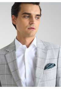 Pako Lorente - PAKO LORENTE – Jasnoszara marynarka męska w kratkę. Okazja: na co dzień. Kolor: szary. Wzór: kratka. Styl: casual, elegancki, sportowy #8