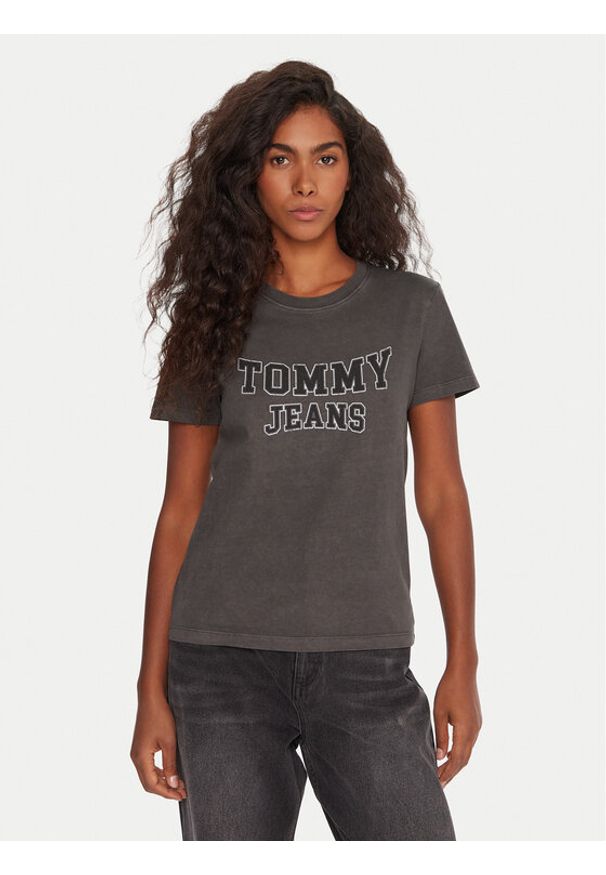 Tommy Jeans T-Shirt Varsity DW0DW21966 Czarny Regular Fit. Kolor: czarny. Materiał: bawełna