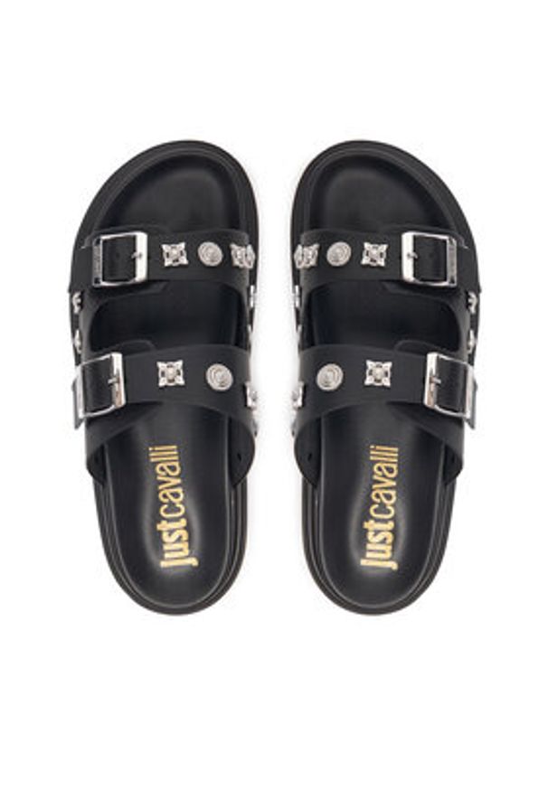 Just Cavalli Klapki 80QA3S92 ZPB91 Czarny. Kolor: czarny. Materiał: skóra