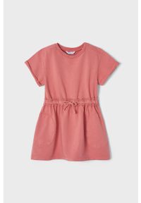 Mayoral sukienka bawełniana dziecięca kolor różowy mini rozkloszowana. Kolor: różowy. Materiał: bawełna. Długość rękawa: krótki rękaw. Typ sukienki: rozkloszowane. Długość: mini