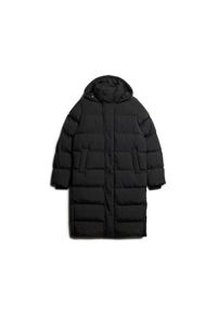 Długa kurtka z kapturem Superdry. Typ kołnierza: kaptur. Kolor: czarny. Materiał: puch. Długość: długie. Sezon: zima #1