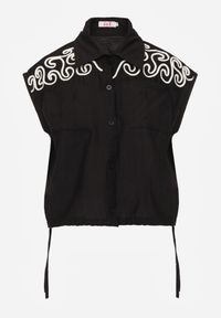 Born2be - Czarna Wiskozowa Koszula Boho Bez Rękawów ze Ściągaczem w Pasie Limopise. Okazja: na co dzień. Typ kołnierza: kołnierzyk klasyczny. Kolor: czarny. Materiał: wiskoza. Długość rękawa: bez rękawów. Wzór: gładki. Sezon: lato. Styl: boho #7