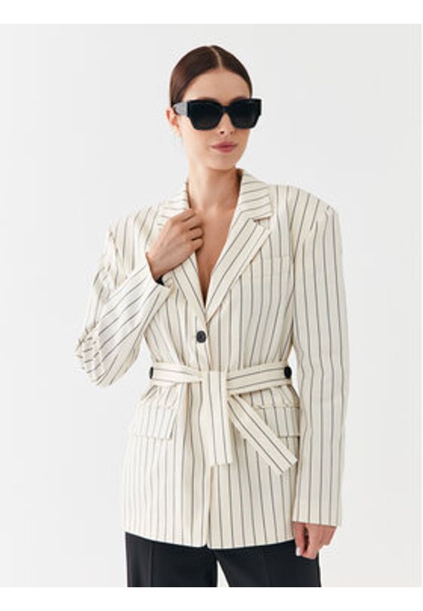 Hugo Marynarka Aeva 50494497 Beżowy Relaxed Fit. Kolor: beżowy. Materiał: bawełna