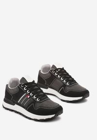 Born2be - Czarne Buty Sportowe Sneakersy na Płaskiej Podeszwie z Ozdobnymi Przeszyciami Noala. Kolor: czarny. Szerokość cholewki: normalna. Wzór: aplikacja. Obcas: na płaskiej podeszwie #3