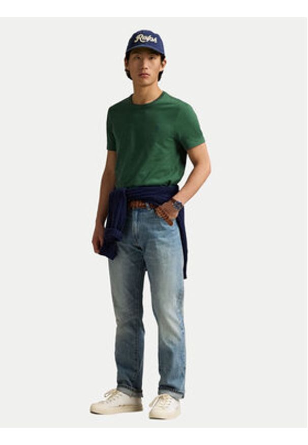 Polo Ralph Lauren T-Shirt 710671438425 Zielony Custom Slim Fit. Typ kołnierza: polo. Kolor: zielony. Materiał: bawełna