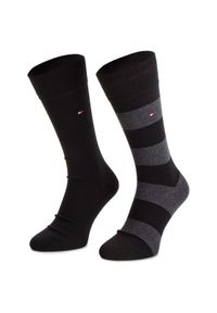 TOMMY HILFIGER - Tommy Hilfiger Zestaw 2 par wysokich skarpet unisex 342021001 Czarny. Kolor: czarny. Materiał: materiał