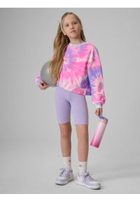 4f - 4F Legginsy kolarki dzianinowe dziewczęce - fioletowe 122 (6-7 lat). Okazja: na co dzień, na uczelnię, na spacer. Stan: podwyższony. Kolor: fioletowy. Materiał: dzianina. Długość: krótkie. Wzór: gładki. Sezon: lato. Styl: casual #1