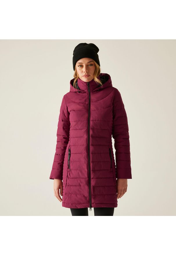 Regatta - Płaszcz damski zimowy ocieplany Andria. Kolor: czerwony. Materiał: puch, syntetyk. Sezon: zima. Sport: turystyka piesza