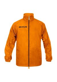 Kurtka do piłki nożnej męska Givova Basico przeciwdeszczowa. Kolor: pomarańczowy. Materiał: nylon. Sezon: zima. Sport: bieganie #1