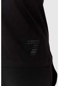 EA7 Emporio Armani - EA7 Czarny męski t-shirt z naszywką z logo, Rozmiar XL. Kolor: czarny. Wzór: aplikacja #4