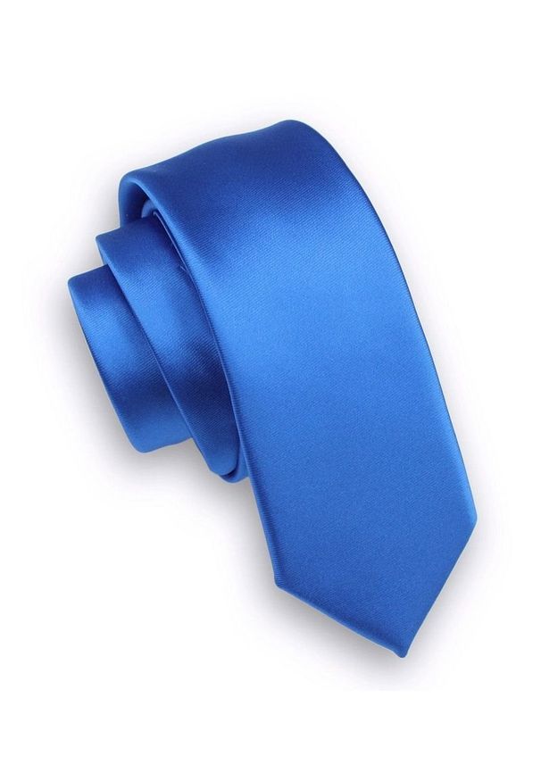 Alties - Błękitny Stylowy Krawat (Śledź) Męski -ALTIES- 5 cm, Wąski, Gładki, Niebieski. Kolor: niebieski. Materiał: tkanina. Wzór: gładki. Styl: elegancki