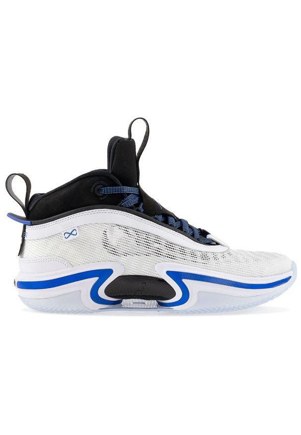 Buty Nike Air Jordan XXXVI CZ2650-101 - biało-niebieskie. Kolor: niebieski, biały, wielokolorowy. Materiał: materiał, tkanina, guma. Szerokość cholewki: normalna. Wzór: ze splotem. Sport: koszykówka