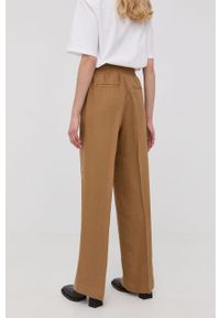 Birgitte Herskind spodnie z domieszką lnu damskie kolor brązowy szerokie high waist. Stan: podwyższony. Kolor: brązowy. Materiał: len #3