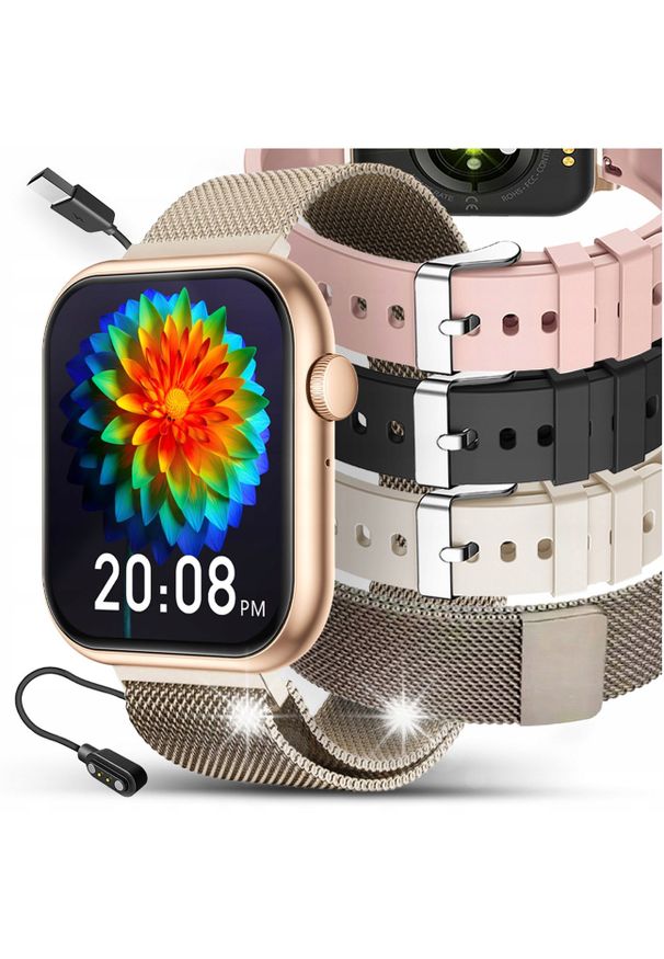 Smartwatch JG Smart SMARTWATCH DAMSKI ZEGAREK ROZMOWY SMS SPORT ZDROWIE ZLOTY MENU PL + 4 PASKI. Rodzaj zegarka: smartwatch. Styl: sportowy