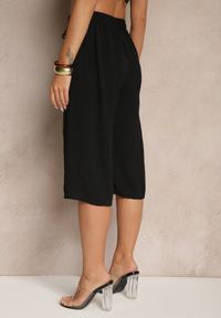 Renee - Czarne Spodnie Kuloty z Bawełną High Waist Azetia. Okazja: na co dzień. Stan: podwyższony. Kolor: czarny. Materiał: bawełna. Sezon: lato, wiosna. Styl: sportowy, elegancki, casual
