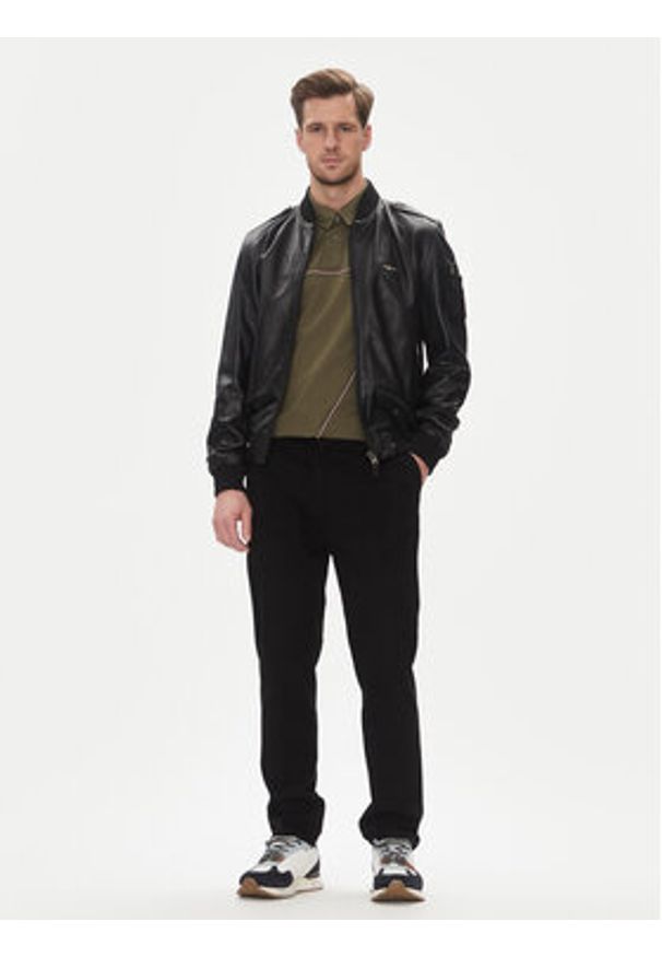 Aeronautica Militare Kurtka skórzana 251PN5044PL266 Czarny Regular Fit. Kolor: czarny. Materiał: skóra