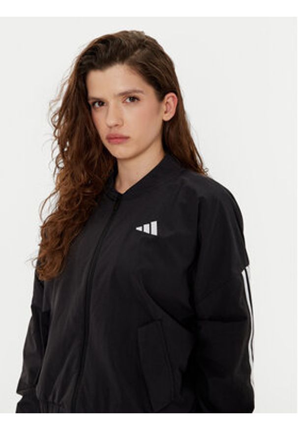 Adidas - adidas Kurtka bomber Essentials 3-Stripes JD5317 Czarny Loose Fit. Kolor: czarny. Materiał: syntetyk