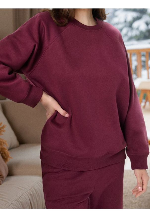 Sinsay - Bluza crewneck - bordowy. Kolor: czerwony