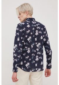 Premium by Jack&Jones koszula z domieszką lnu męska kolor granatowy slim z kołnierzykiem button-down. Typ kołnierza: button down. Kolor: niebieski. Materiał: len #2