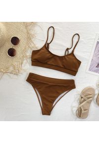 Intica - Strój kąpielowy dwuczęściowy sportowy na plażę i basen Miryam. Kolor: brązowy. Materiał: materiał