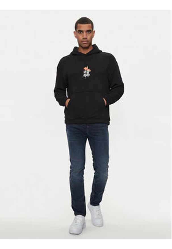 Hugo Bluza Diblossomy 50517408 Czarny Oversize. Kolor: czarny. Materiał: bawełna, syntetyk