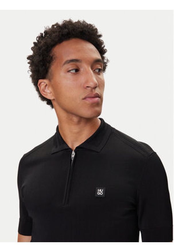 Hugo - HUGO Polo Sayfong-4 50542750 Czarny Regular Fit. Typ kołnierza: polo. Kolor: czarny. Materiał: wiskoza