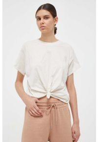 DKNY - Dkny t-shirt bawełniany kolor beżowy. Kolor: beżowy. Materiał: bawełna. Wzór: aplikacja #3