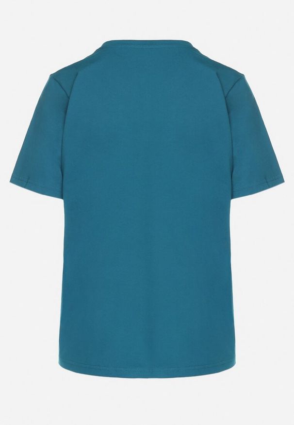 Born2be - Ciemnozielony Bawełniany Klasyczny T-shirt Fevarene. Kolor: zielony. Materiał: bawełna. Styl: klasyczny