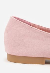 Born2be - Różowe Balerinki z Imitacji Zamszu z Noskiem w Szpic Egynome. Okazja: na co dzień, na spotkanie biznesowe, do pracy. Kolor: różowy. Materiał: zamsz. Styl: casual, biznesowy, elegancki #2